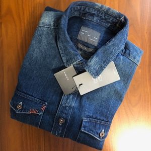 Zara Mens ZMDC 1975 Denim Button Down Shirt NWT